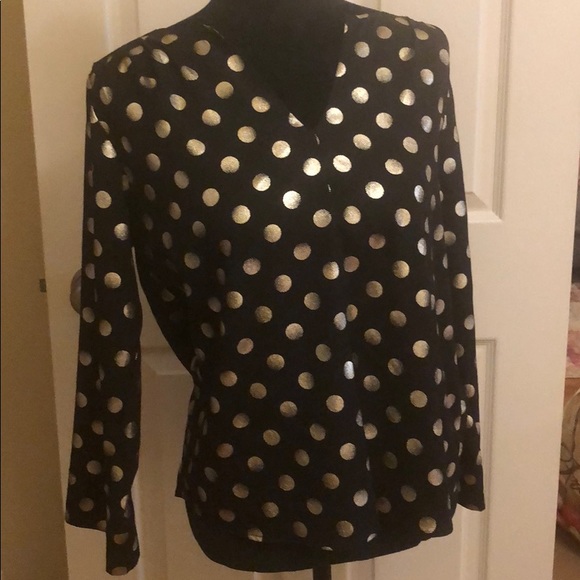 Black blouse with gold polka dots - Picture 1 of 6